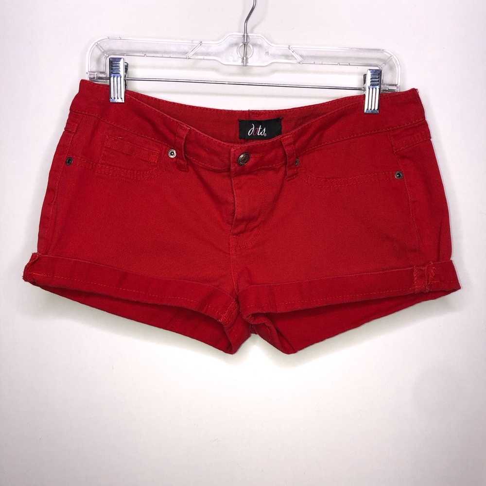 Dots Red Cuffed Mini Denim Size 9 Shorts